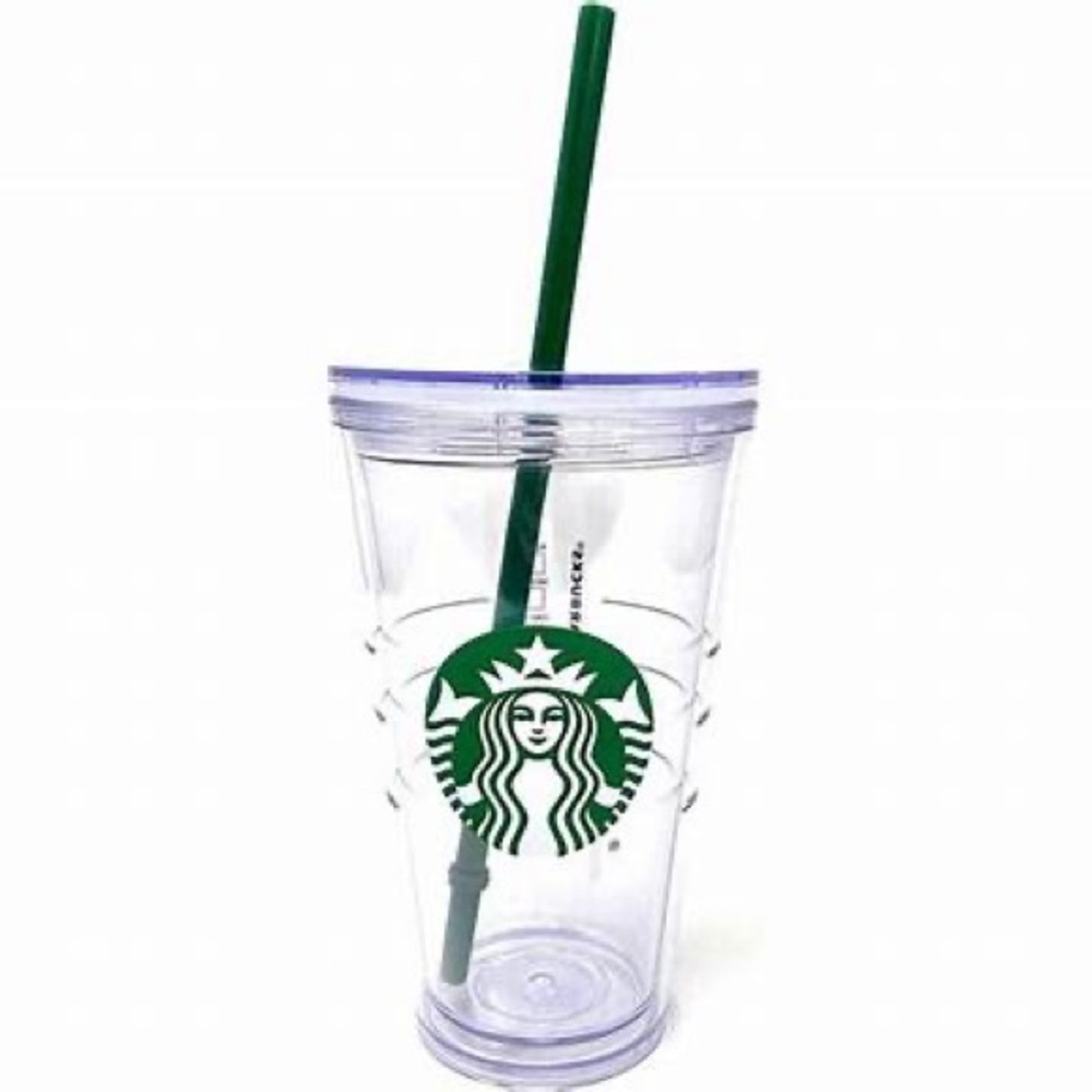 🌿 Starbucks 16oz clear logo straw tumbler cup mug